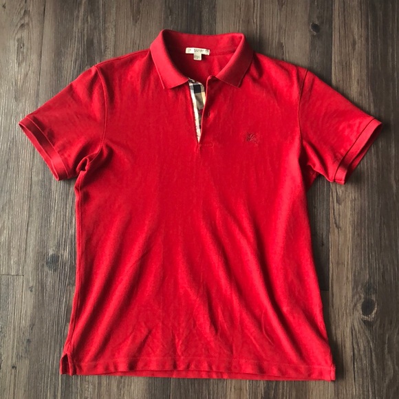 Burberry Brit Mens Polo Shirt Red 